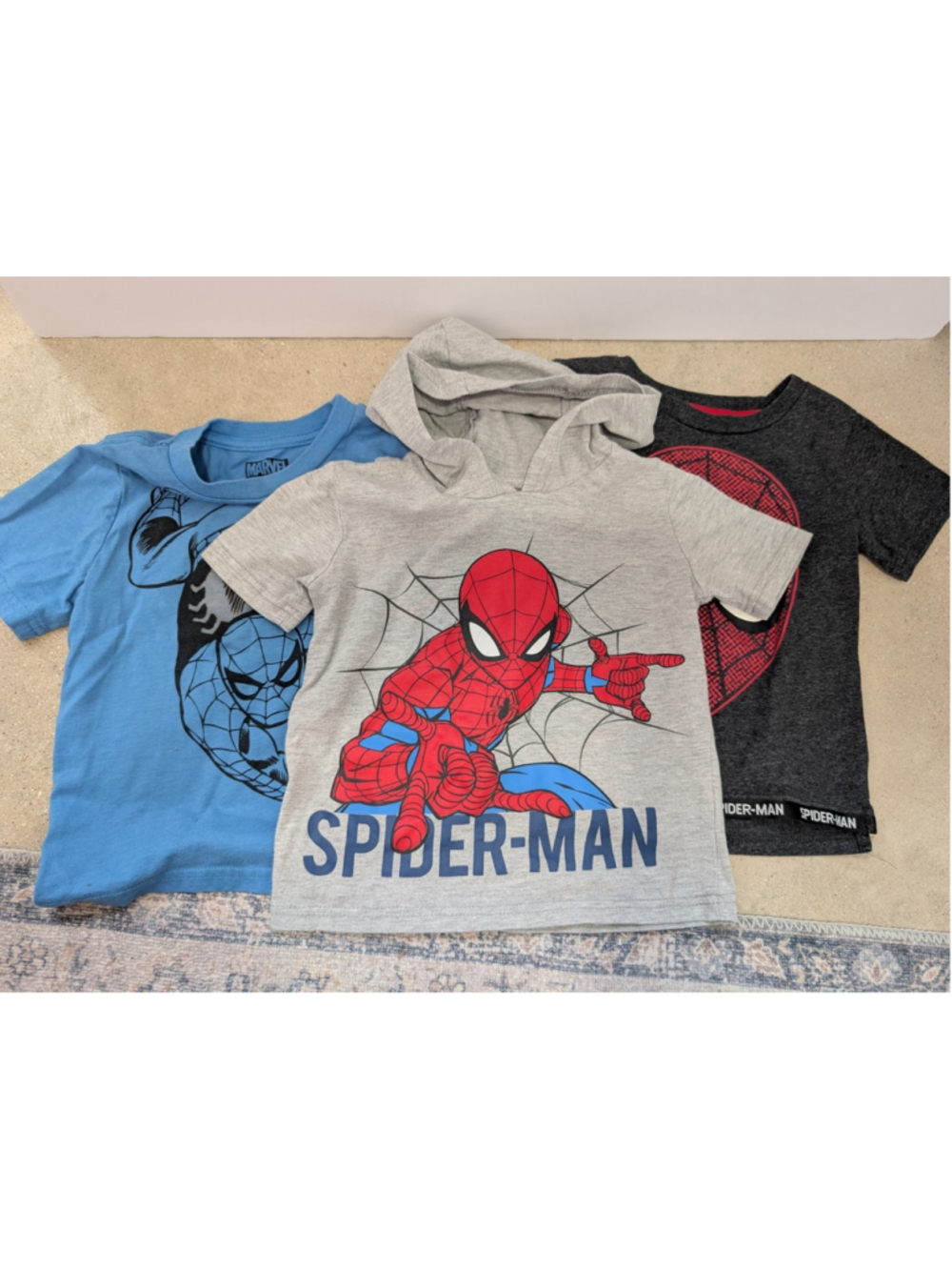 Boys Size 3T bundle of 3 Spiderman T-Shirts Toddler Superhero Spidey Blue Gray
